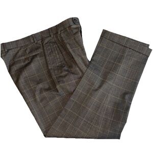 Zanella Men’s Dress Pants Size 34W 31 L Brown Plaid Jesse $395